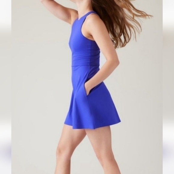 ATHLETA Conscious Athletic Halter Dress in Lazurite Blue. Size Small - Picture 5 of 16